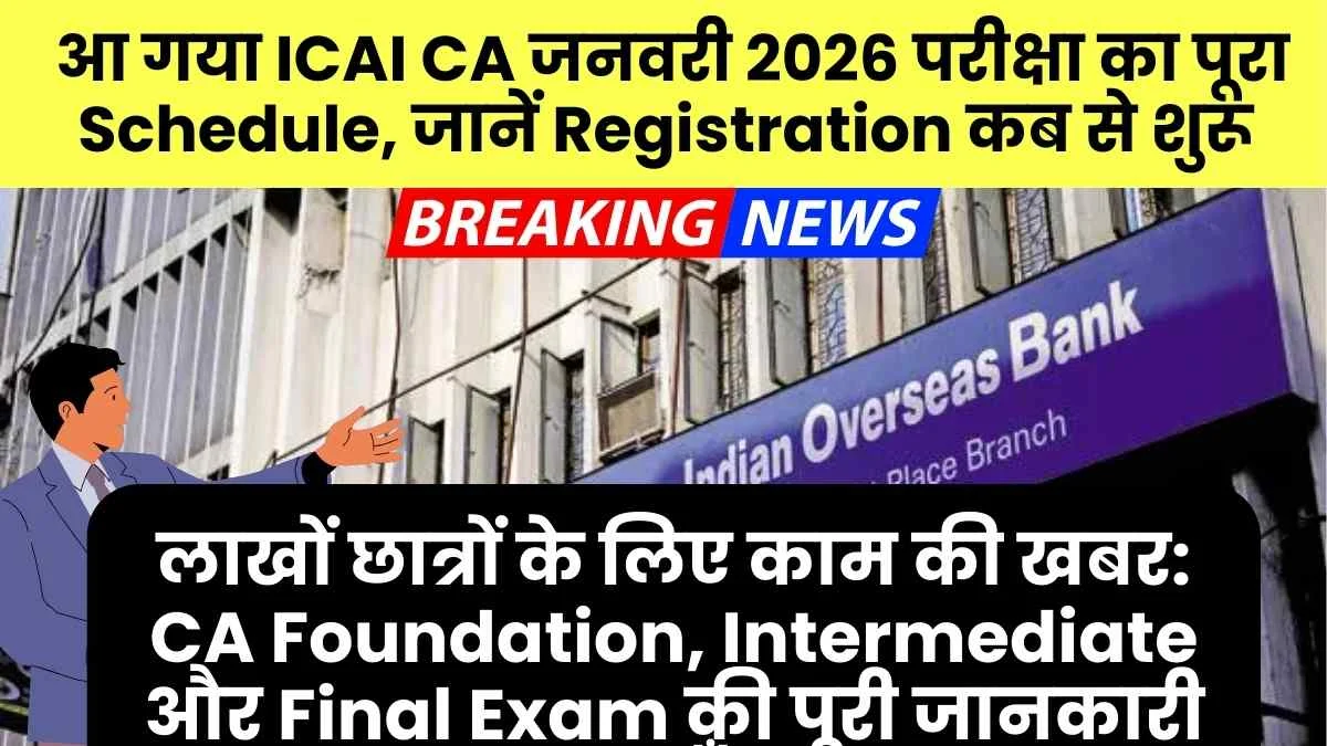 Icai Ca January 2026 Exam Schedule Registration Dates