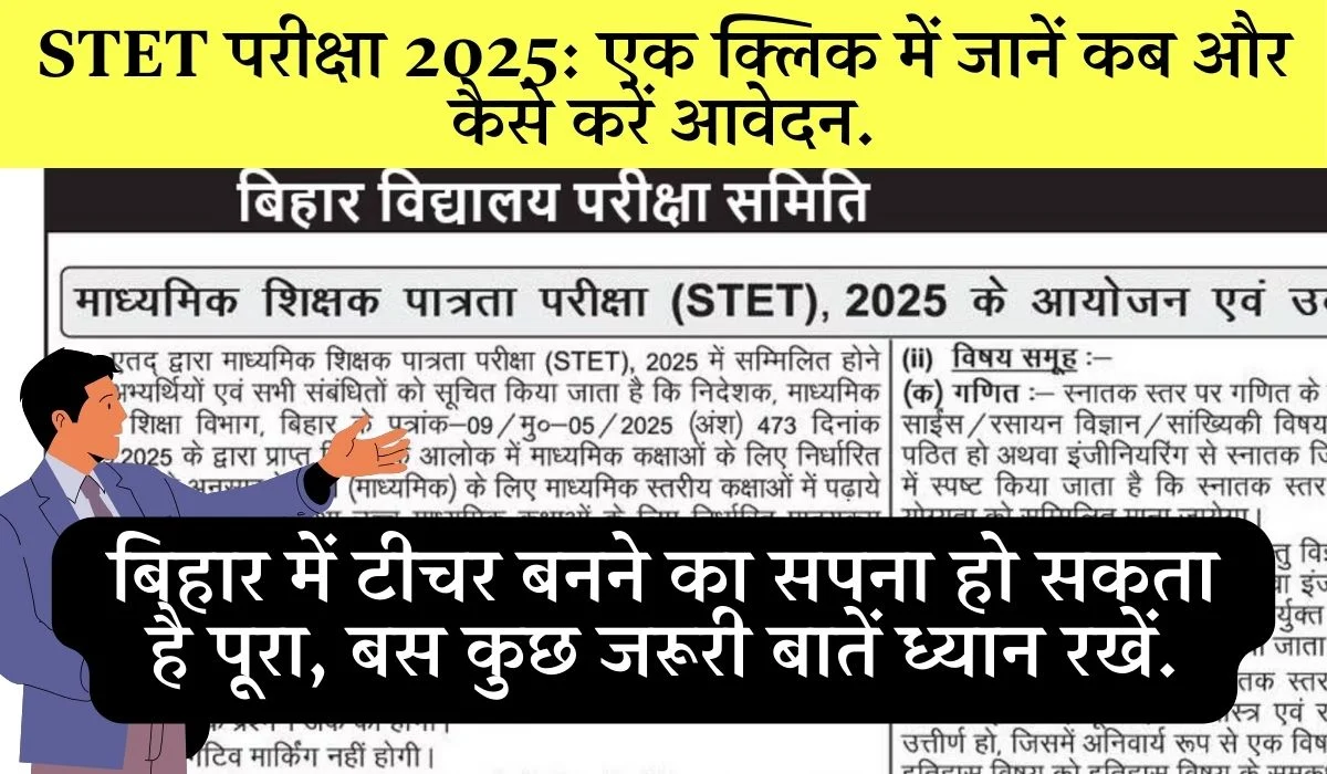 Bihar Teacher Bharti Stet Exam 2025 Eligibility Documents Fee